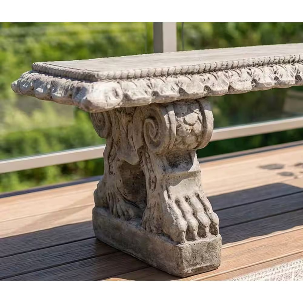 Rope Edge Concrete Garden Bench with Claw Legs
