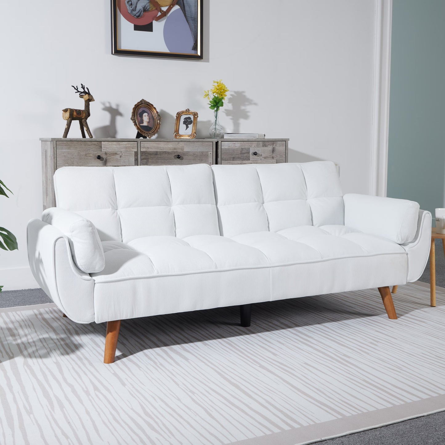 2064 Corduroy Sofa & Sofa Bed – White | Modern Minimalist Comfort | Seraph & Stone