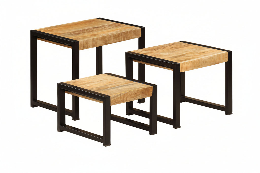 Nesting Tables 3 Pieces Solid Mango Wood