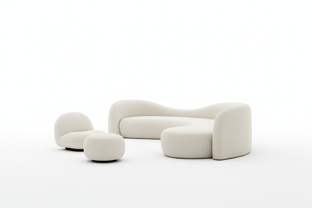 Lamb Wool Living Room Sofa| Luxe Off-White