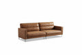 Luck Live Modern 86.61 Inch Luxury Brown Oil Wax Leather Couch – High-End Vintage Sofa with Sturdy Frame and Cozy Feel.