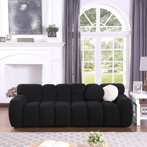 Marshmallow Bouclé Sofa 3-Seater — 87.4" Deep & Cozy Structure