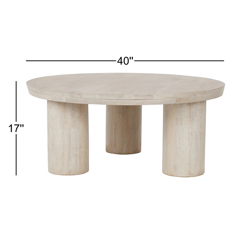 Columnia 40" Solid Wood round Coffee Table