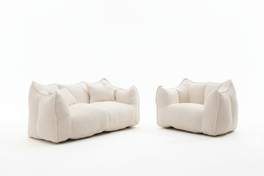 Compressed Plush Bean Bag Sofa – Ultra‑Soft Bouclé Lounge Chair