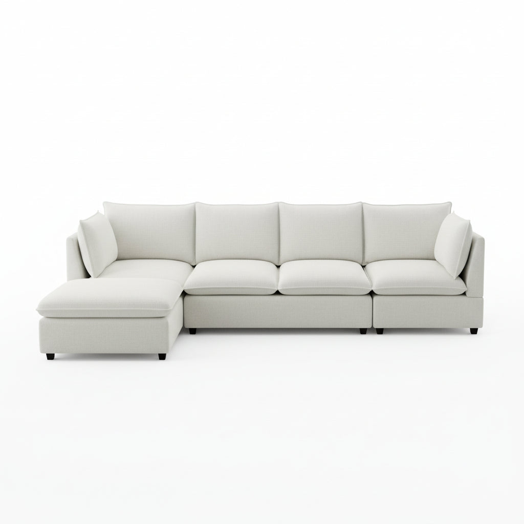 Chenille Sofa Set – Loveseat | Beige-White Luxury Comfort