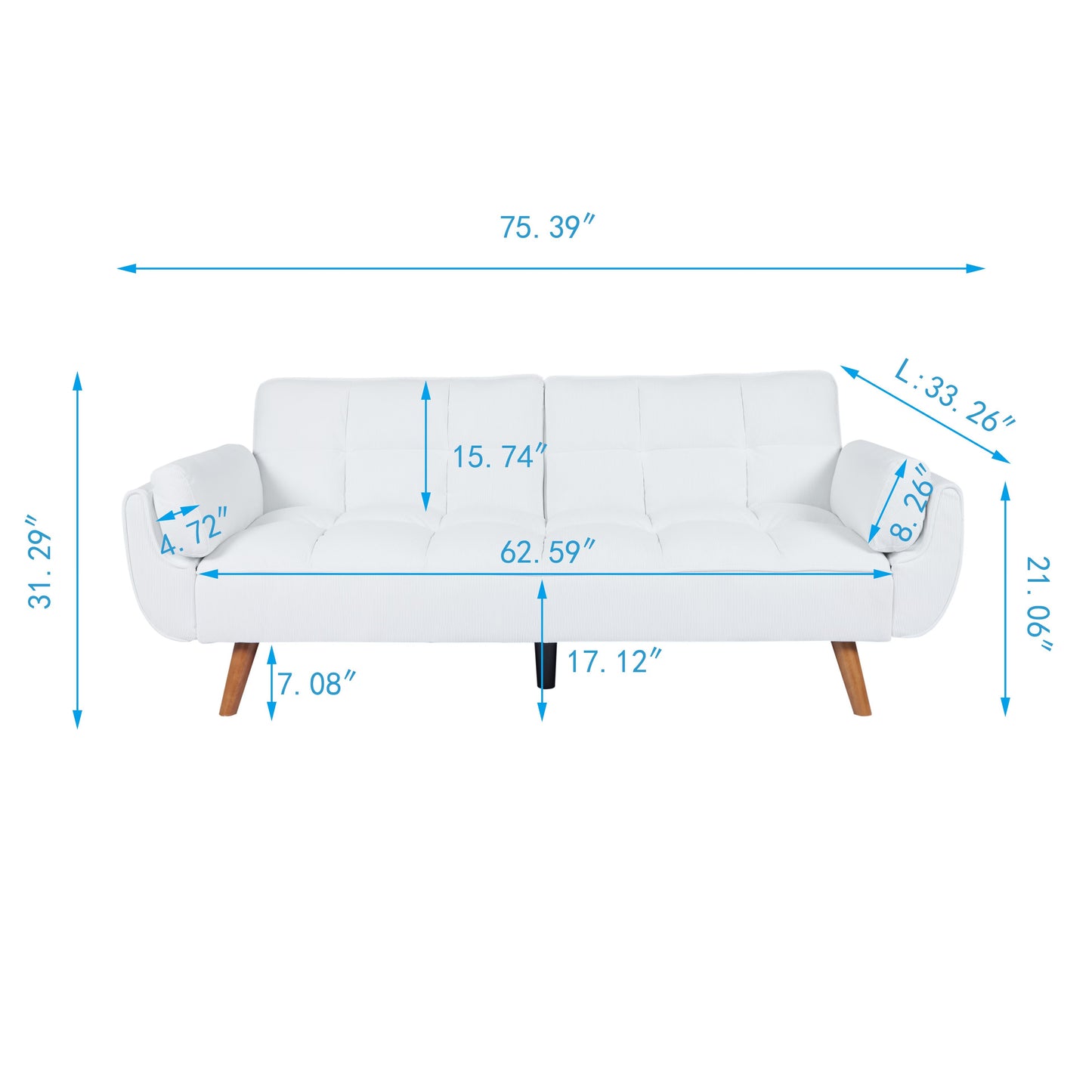 2064 Corduroy Sofa & Sofa Bed – White | Modern Minimalist Comfort | Seraph & Stone