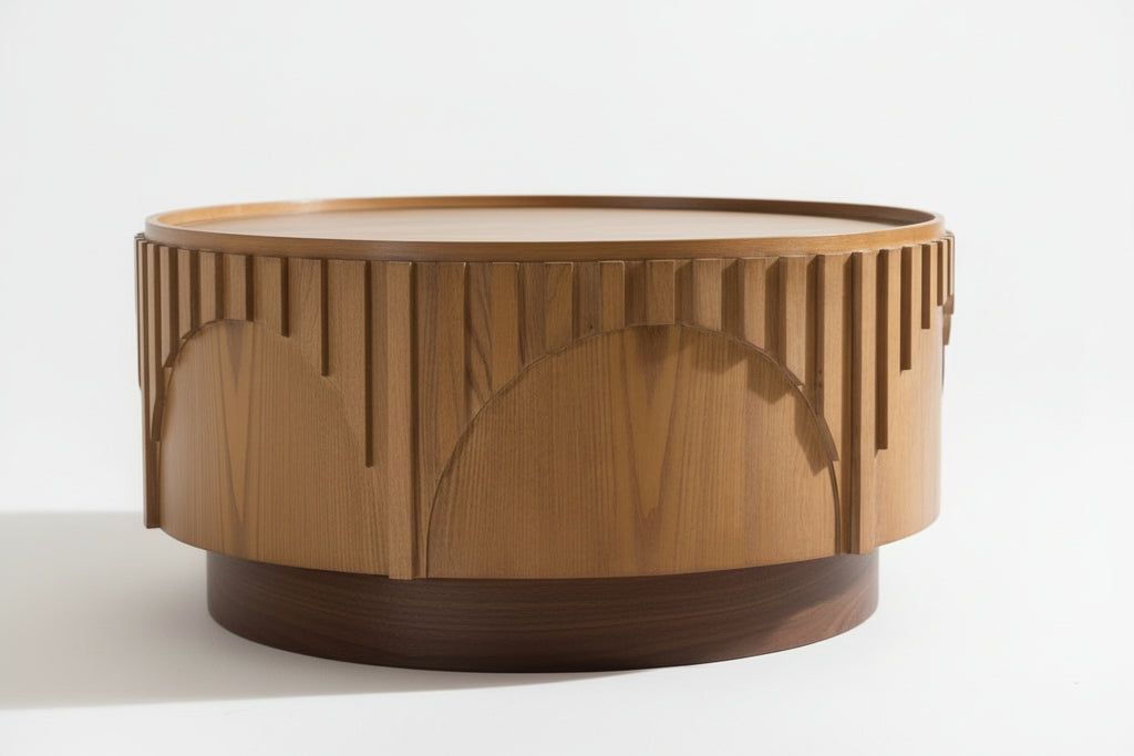 Round Solid-Wood Veneer Coffee Table