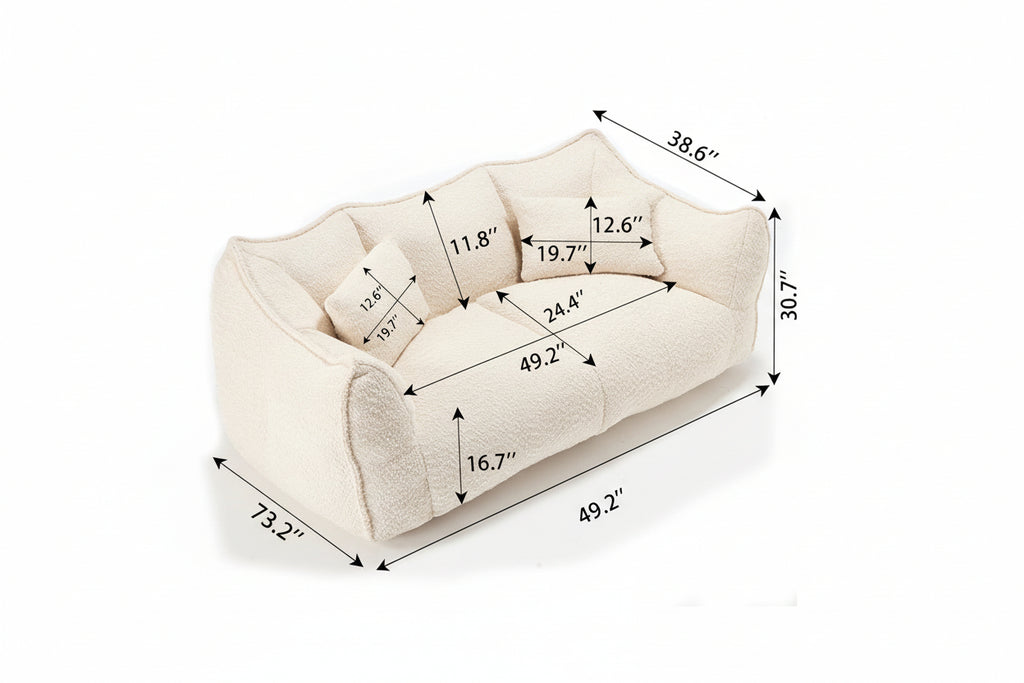 Compressed Plush Bean Bag Sofa – Ultra‑Soft Bouclé Lounge Chair