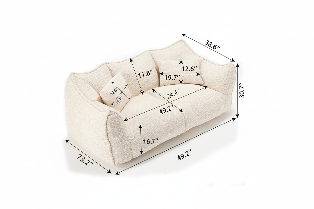 Compressed Plush Bean Bag Sofa – Ultra‑Soft Bouclé Lounge Chair