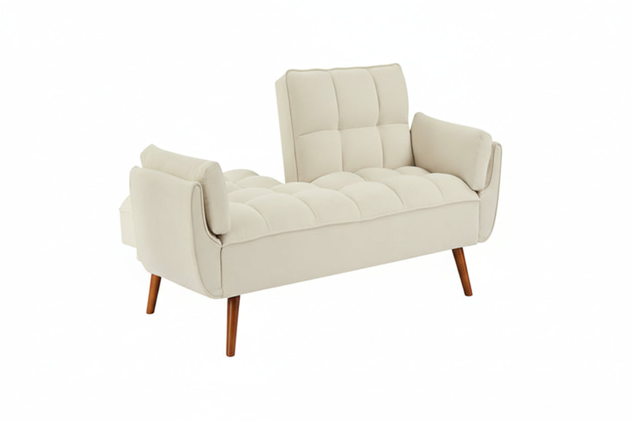 Beige Linen Sofa Lounge Chair — Adjustable Backrest & Easy Assembly | Seraph & Stone