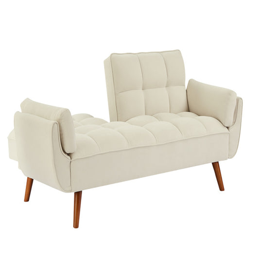 Beige Linen Sofa Lounge Chair — Adjustable Backrest & Easy Assembly | Seraph & Stone