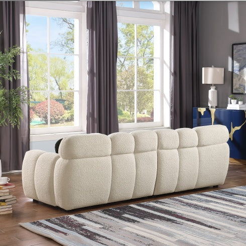 Marshmallow Bouclé Sofa 3-Seater – 87.4" Black Deep-Fit Design