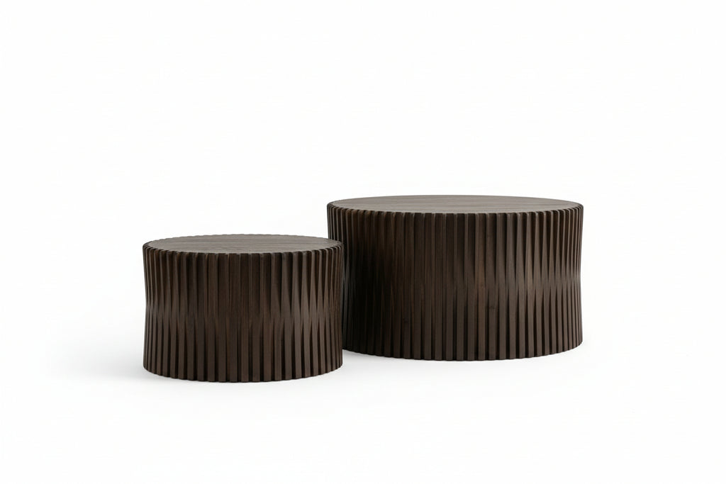 Vintage Dark Brown Cylindrical Nesting Coffee