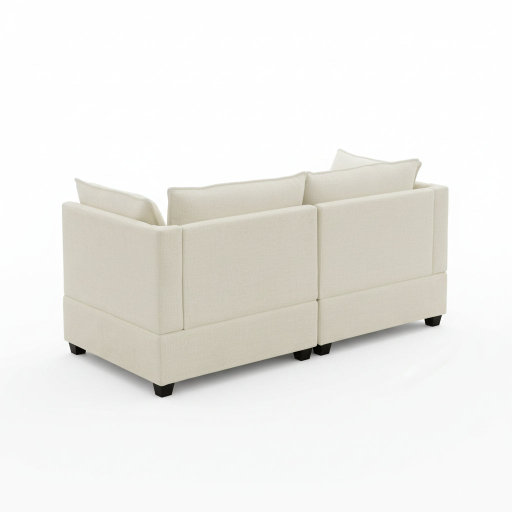 Chenille Sofa Set – Loveseat | Beige-White Luxury Comfort