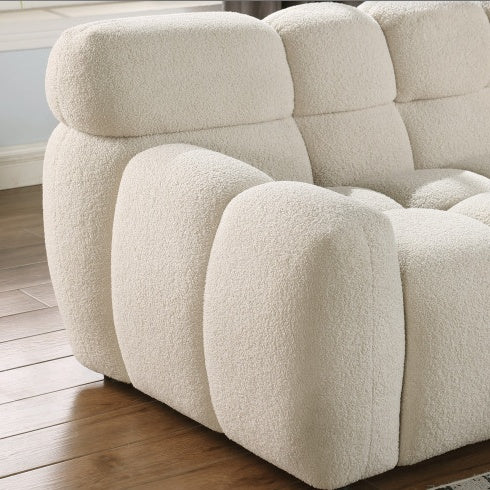 Marshmallow Bouclé Sofa 3-Seater – 87.4" Black Deep-Fit Design