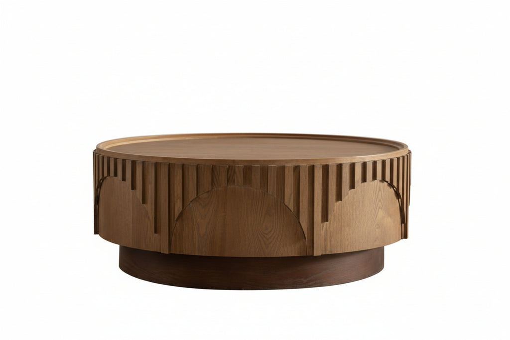Round Solid-Wood Veneer Coffee Table
