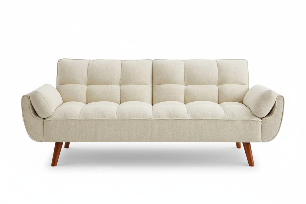 Beige Linen Sofa Lounge Chair — Adjustable Backrest & Easy Assembly | Seraph & Stone