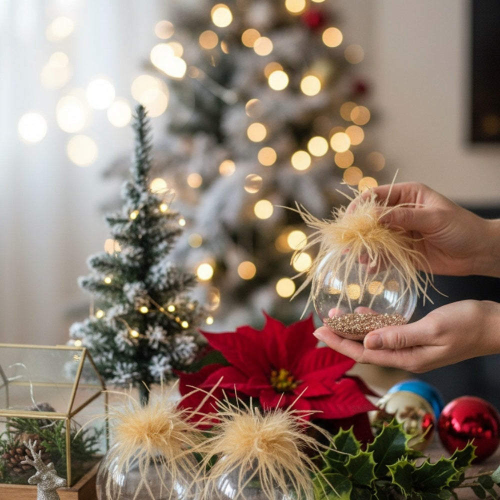 4PCS Set 4.7in Christmas Glass Ball Ornaments For Wall Hanging Tree Holiday Home Decorations