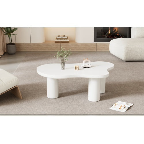 White Cloud-Shaped Coffee Table – Irregular 3-Leg Modern Centrepiece