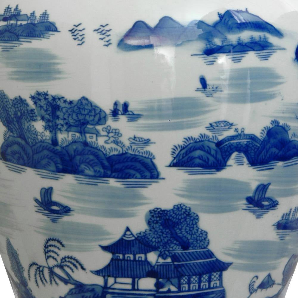 18 In. Porcelain Decorative Vase in Blue