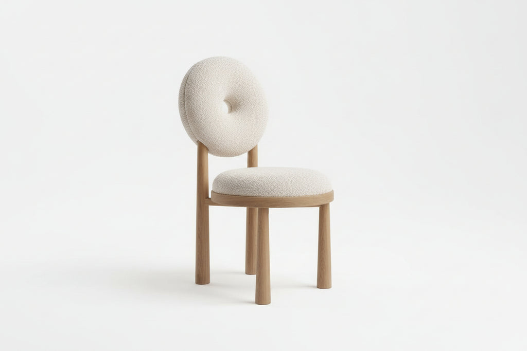 Berber Fleece Nordic Armchair-  Soft Bouclé Dining, Desk & Vanity Chair