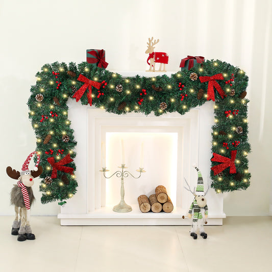 New Christmas Rattan Cross-border Pine Cone Bow Decorative Showcase Holiday Atmosphere Layout Christmas Decoration