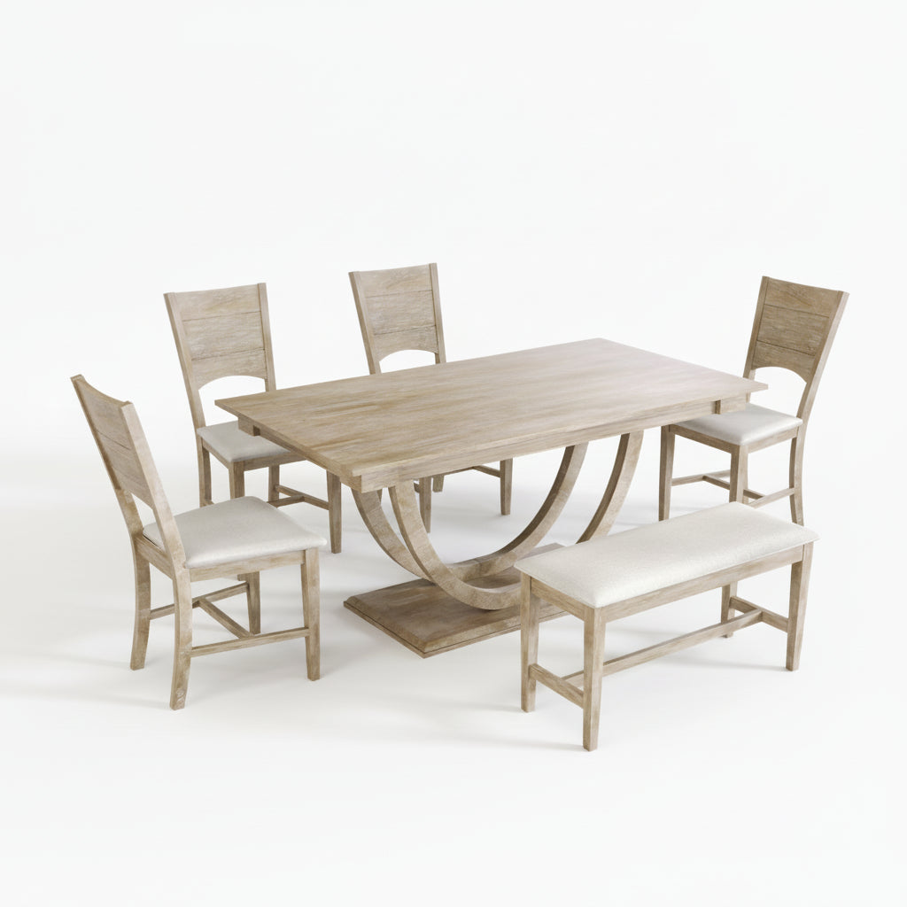 6-Piece Half-Round Wood Dining Set