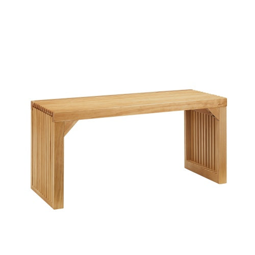 Pine Wood Dining Bench & Table Set — Natural Finish with Tempered Glass Top