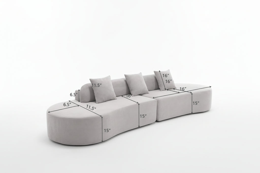 130.5" Curved Sofa, Cloud Sectional Boneless Sofa Couch, 3-Seater Oversized Modern Compressed Lounge Couch for Living Room Apart