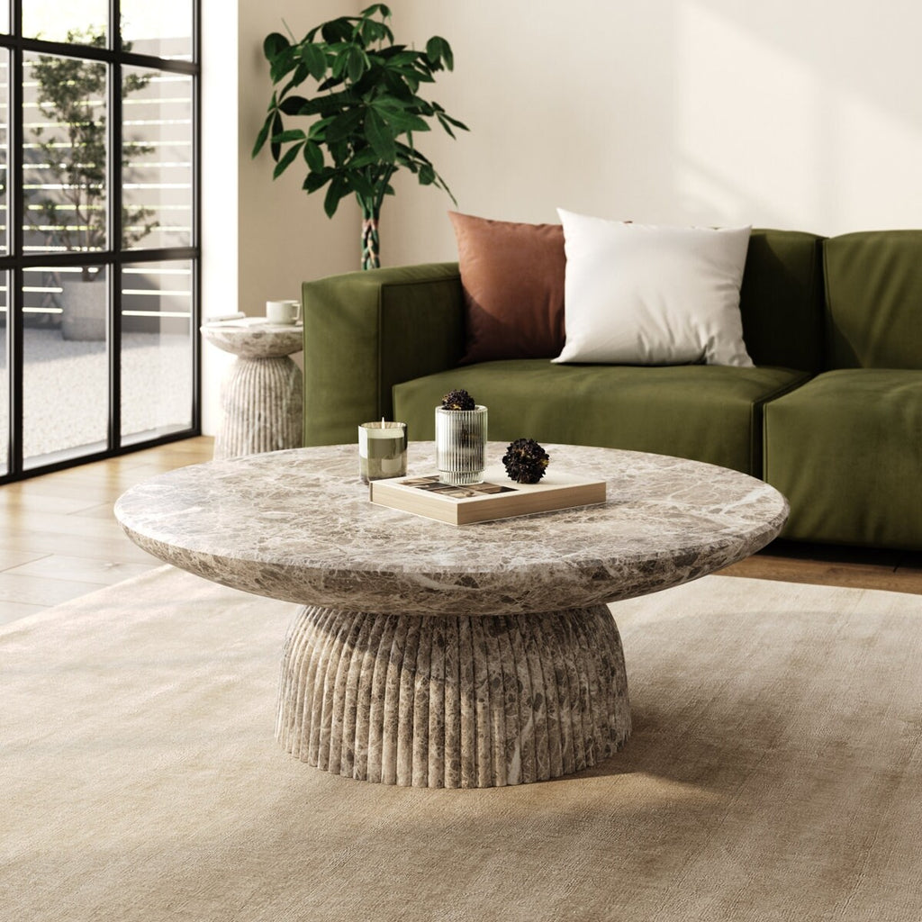 Maddox Single round Coffee Table Stone Marble Effect