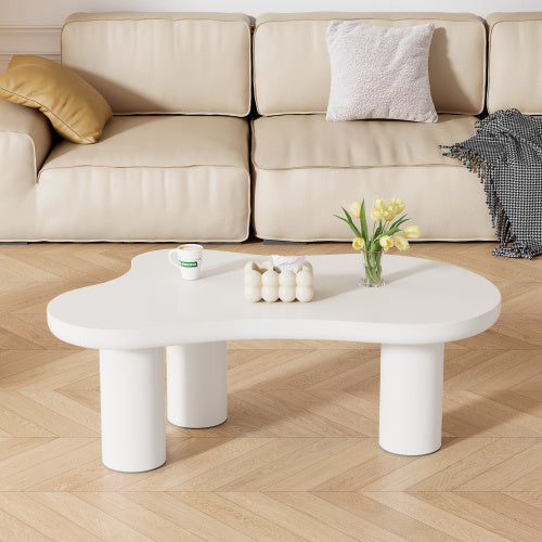 White Cloud-Shaped Coffee Table – Irregular 3-Leg Modern Centrepiece
