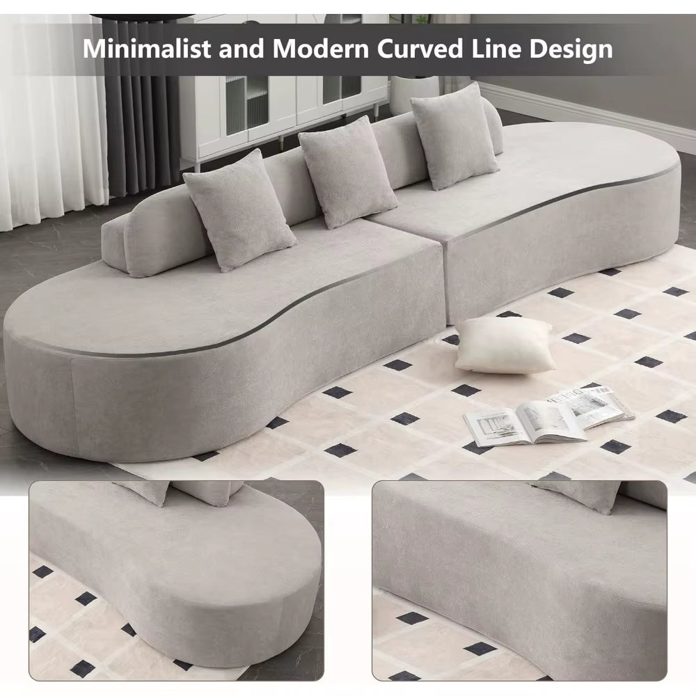 130.5" Curved Sofa, Cloud Sectional Boneless Sofa Couch, 3-Seater Oversized Modern Compressed Lounge Couch for Living Room Apart