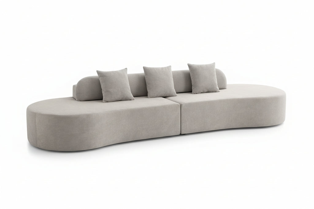 130.5" Curved Sofa, Cloud Sectional Boneless Sofa Couch, 3-Seater Oversized Modern Compressed Lounge Couch for Living Room Apart