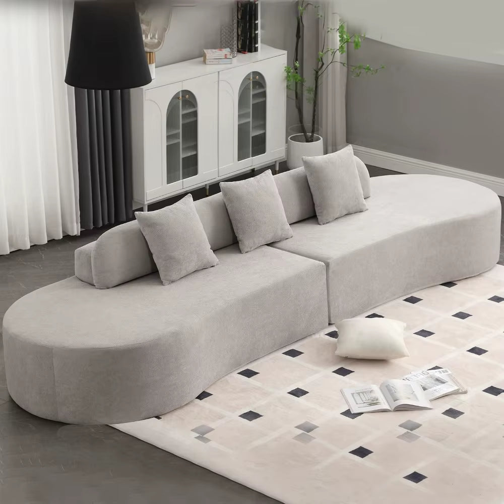 130.5" Curved Sofa, Cloud Sectional Boneless Sofa Couch, 3-Seater Oversized Modern Compressed Lounge Couch for Living Room Apart
