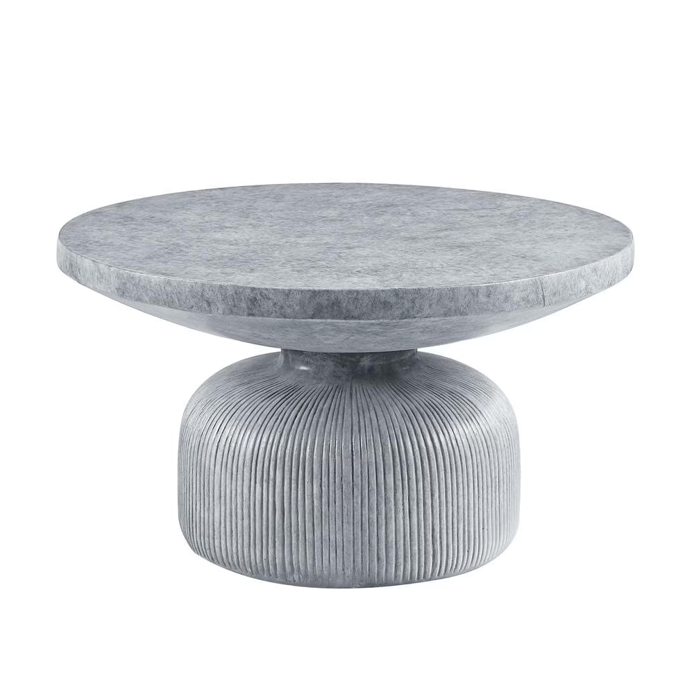 round Coffee Table, Weathered Gray Finish