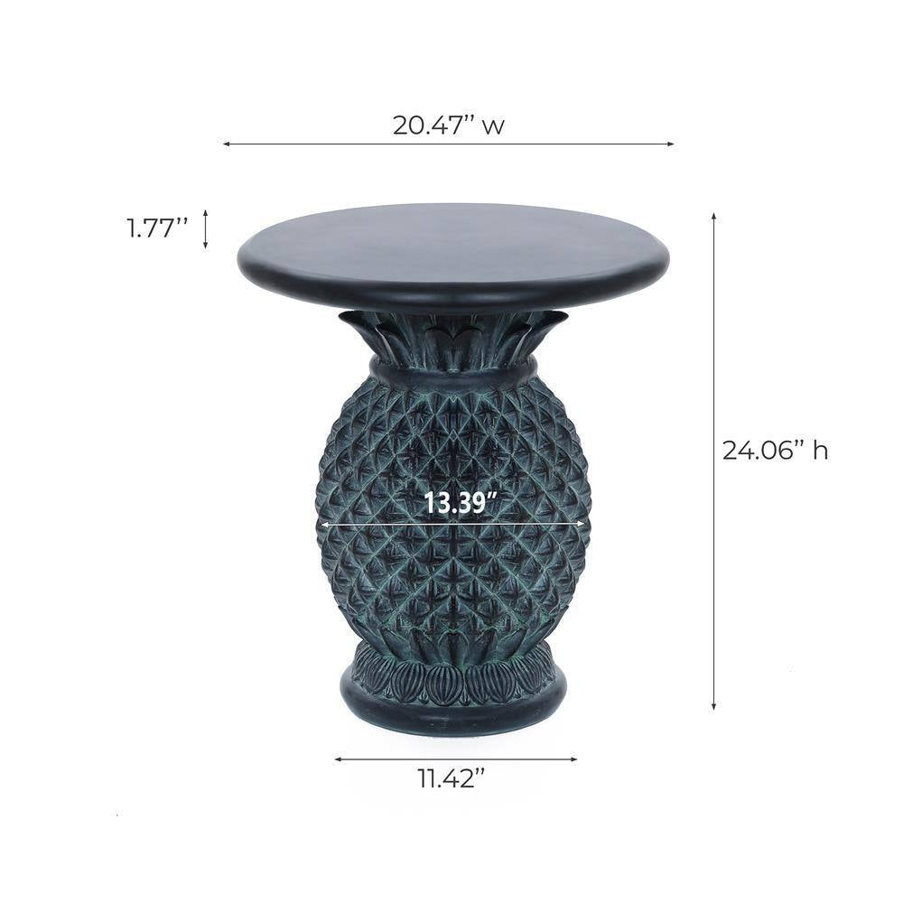 Round Gray Ceramic 21 In. H Outdoor Side Table