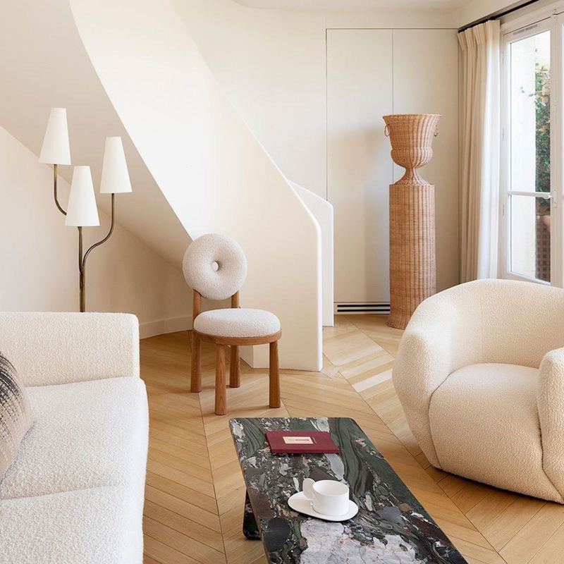 Berber Fleece Nordic Armchair-  Soft Bouclé Dining, Desk & Vanity Chair