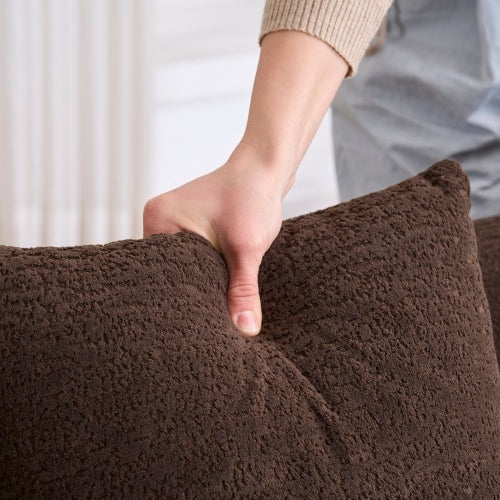 Full-Compression Chenille L-Shape Sectional Sofa – Brown Modular Chaise, 30D High-Density, 900 lbs Capacity