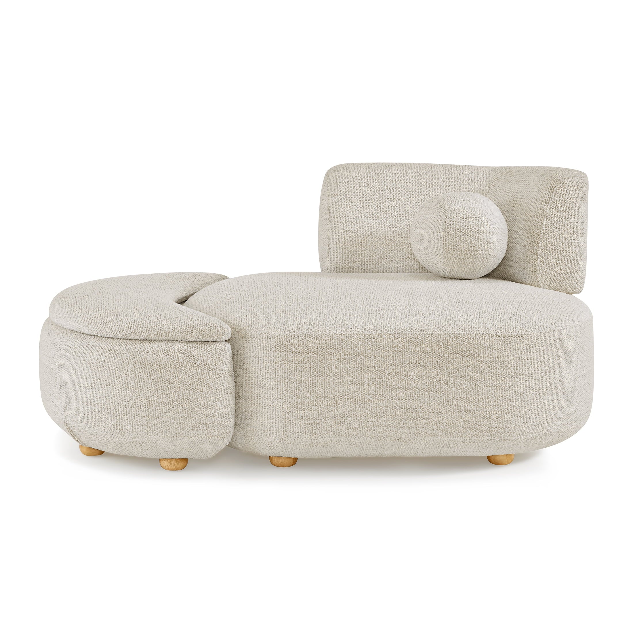 Juliet Modern Boucle Chaise & Storage Ottoman, Pearl