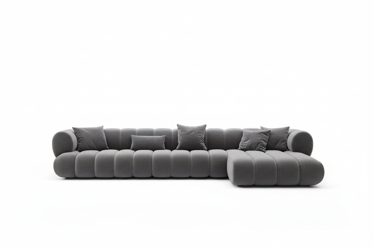 Atunus Nordic Modern Large Velvet L‑Shape Modular Sectional Sofa