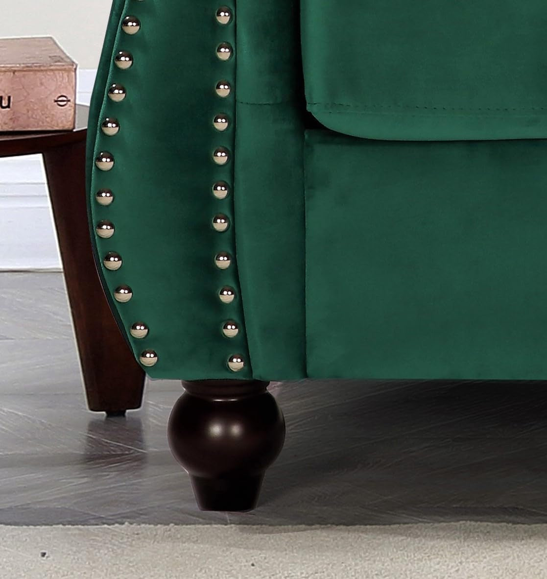 Chester 40.55 In. Wide Rolled Arm Velvet Modern Straight Living Room Chair, Green