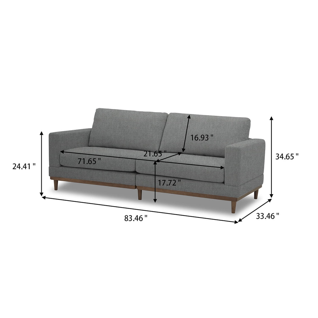 Springwood Wood Frame 83.46" Couch, Gray