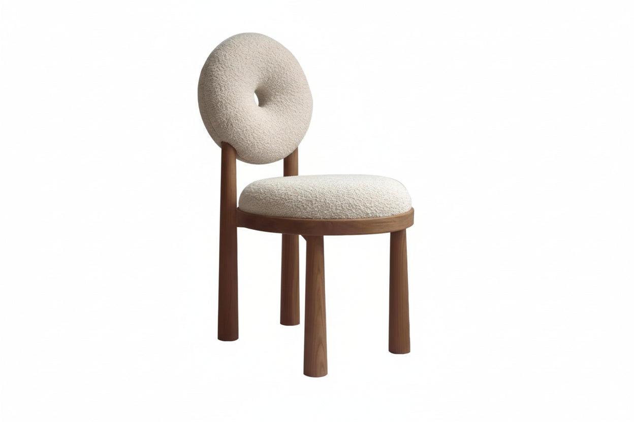 Berber Fleece Nordic Armchair-  Soft Bouclé Dining, Desk & Vanity Chair