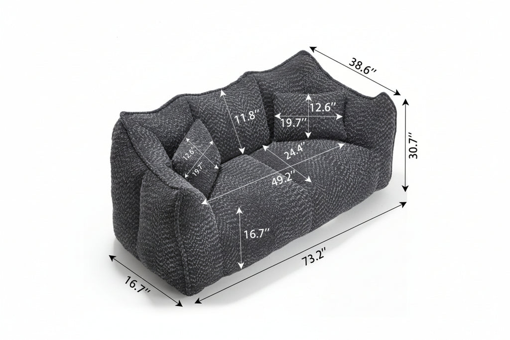 Compressed Plush Bouclé Bean Bag Sofa