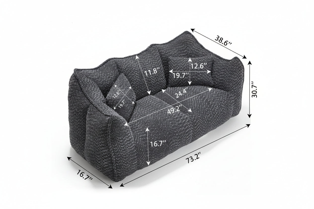 Compressed Plush Bouclé Bean Bag Sofa
