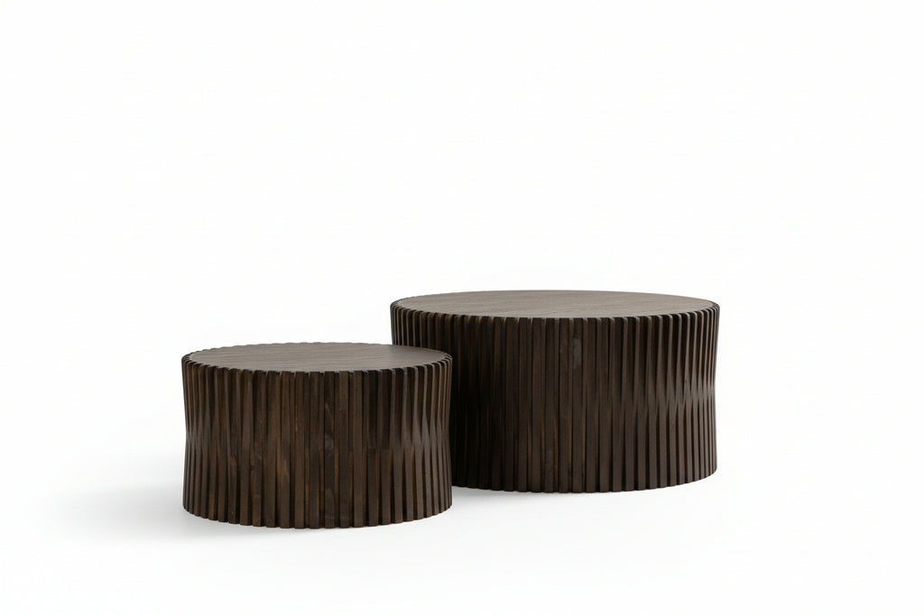 Vintage Dark Brown Cylindrical Nesting Coffee