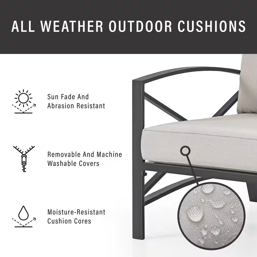 Kaplan 2-Piece Metal Patio Outdoor Seating Set with Oatmeal Cushion - 2-Outdoor Chairs