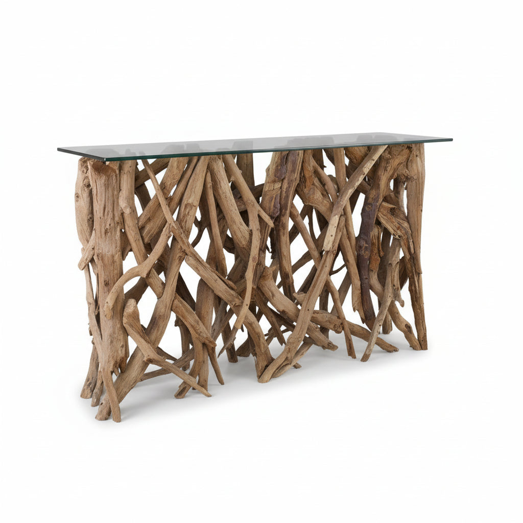Mendes 59'' Glass Top Console Table