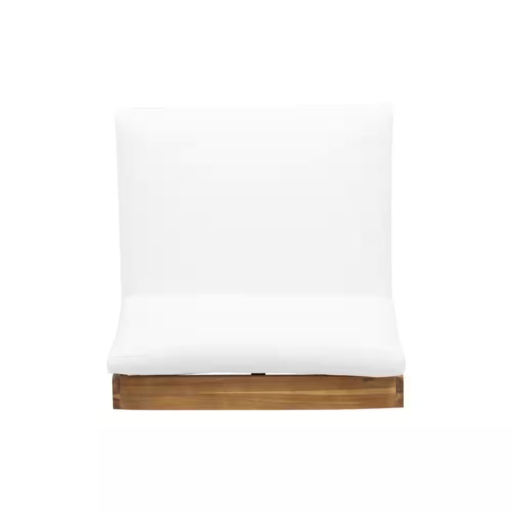 Figi Teak Wood Outdoor Patio Lounge Chair with White Cushion