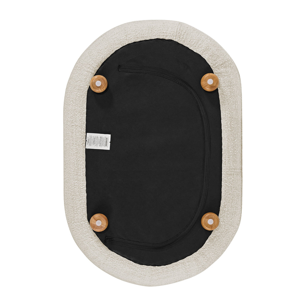 Juliet Modern Boucle Chaise & Storage Ottoman, Pearl